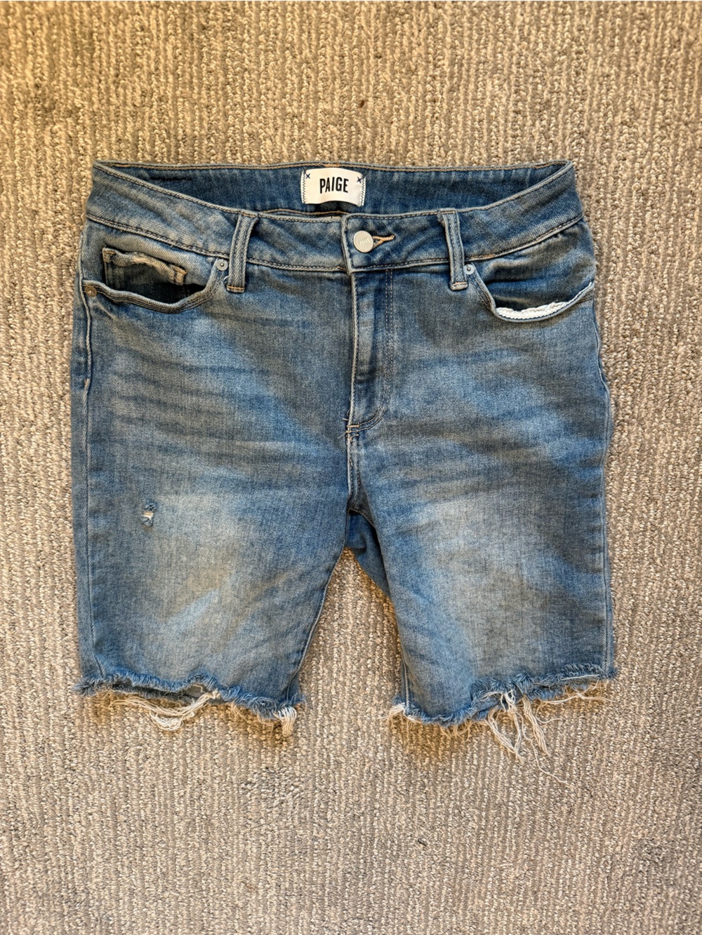 PAIGE Jacqueline Distressed Straight Crop Jeans Women’s 29 Raw Hem Light Wash - Picture 1 of 5